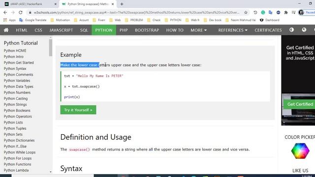 Swap case hackerrank solution in python bangla | Strings смотреть онлайн
