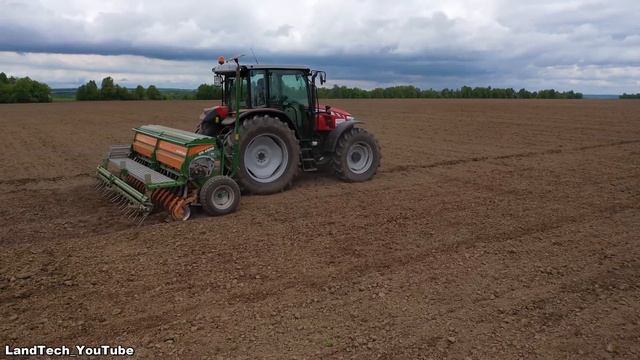 Трактор Massey Ferguson 6713 с навесной сеялкой Amazone D9 4000 - посевная 2020 смотреть онлайн