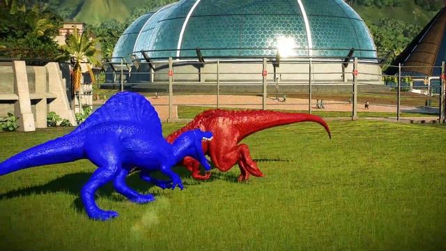 Jurassic World Evolution 2 - Red I-Rex vs Green T-Rex 65 vs Pink Giganotosaurus , Dinosaurs Fight смотреть онлайн
