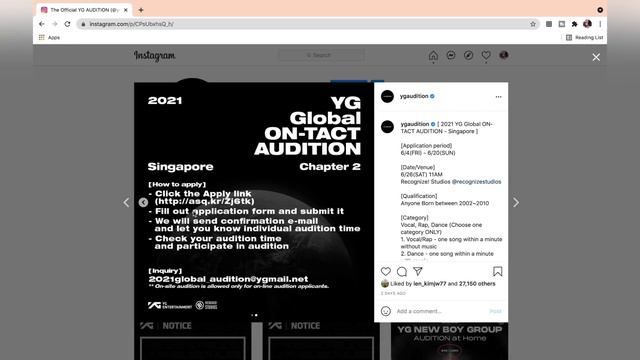 NEW YG AUDITION! - 2021 YG Global ON-TACT AUDITION Chapter 2 - How To AUDITION For YG Entertainment