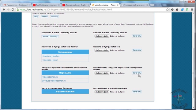 Хостинг Redhosting.ru. Используем резервное копирование и планировщик. 