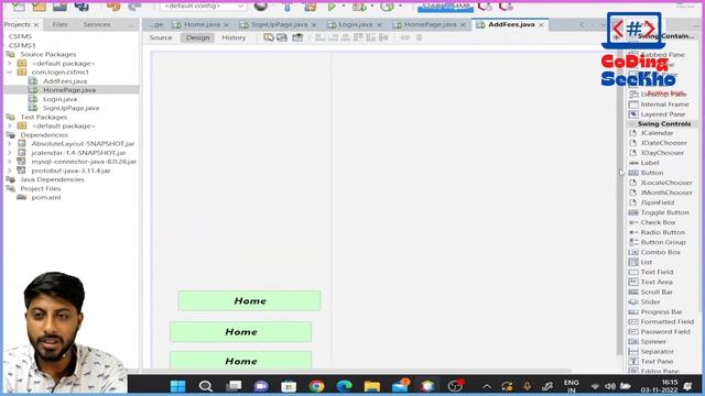 26. Add fees Page in Fees Management System in Java Project by Vikas Singh in Hindi смотреть онлайн