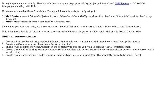 Drupal: Send node as HTML formatted email to all users of a role (4 Solutions!!) смотреть онлайн