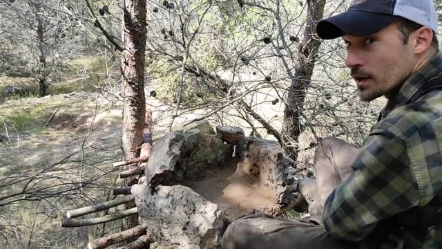 SOLO BUSHCRAFT OVERNIGHT IN THE TREES - Platform Survival Shelter, Fireplace, Serious Injury смотреть онлайн