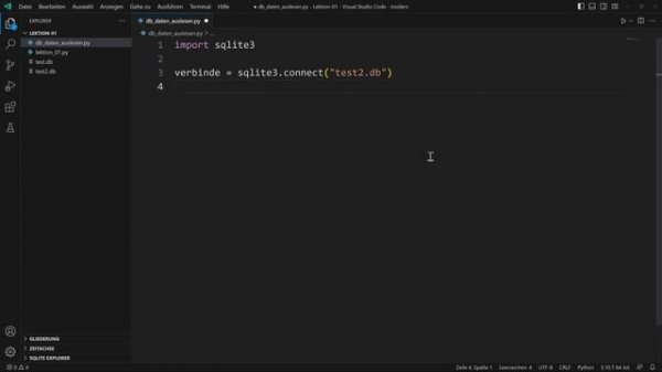 PySide6 (Python) Visual Studio Code - SQLite  Teil 04
