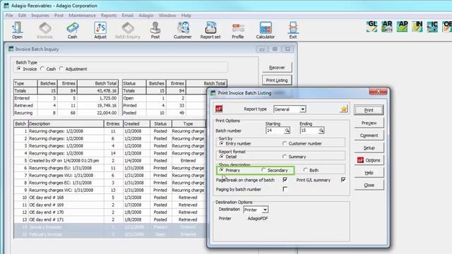 Adagio Receivables - Batch Listing Report смотреть онлайн