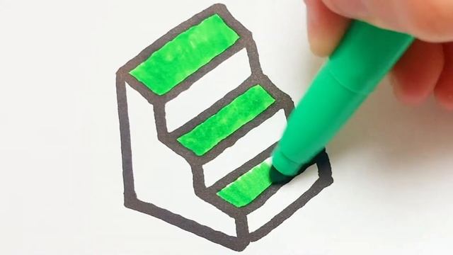 Как нарисовать Ступеньки - Раскраска лестница для детей - Рисунки Раскраски смотреть онлайн