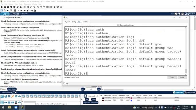7.4.9 Packet Tracer – Configure Server-based Authentication with TACACS+ and RADIUS Answers смотреть онлайн