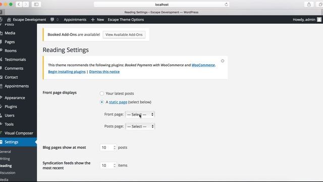 Escape WordPress Theme - Insert dummy data and Setting Home Page смотреть онлайн