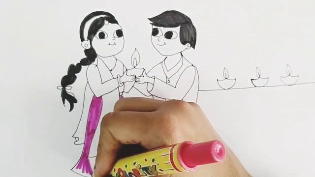 Draw Diwali Celebration ? #kids #kid #drawing #cute #easy #kidsvideo #stepbystep #diwali #boy #girl смотреть онлайн