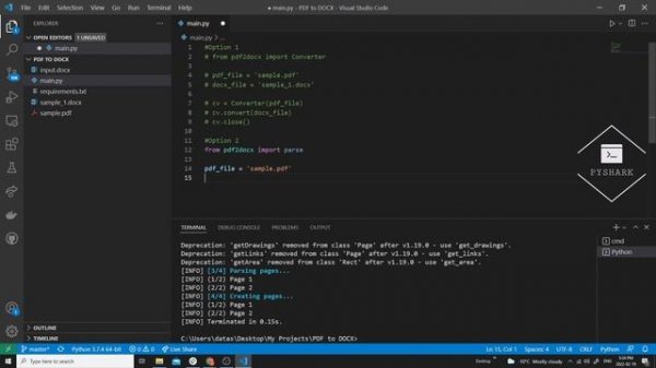 Convert PDF to MS Word DOCX and MS Word DOCX to PDF using Python