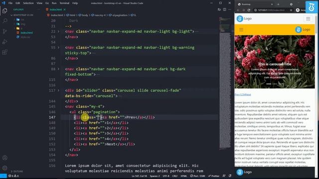 Bootstrap 5 Tutorial for Beginners | Bootstrap Pagination | Part 19 смотреть онлайн