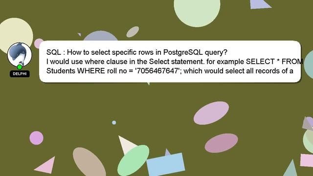 SQL : How to select specific rows in PostgreSQL query? смотреть онлайн