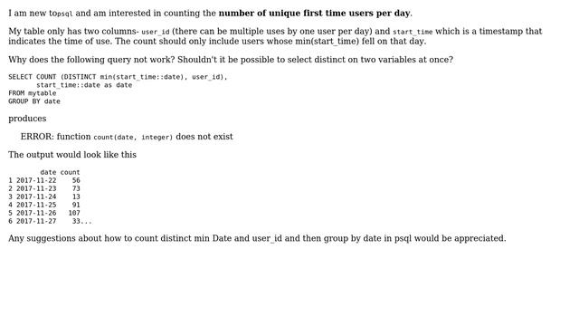 Databases: Counting unique (distinct) users per day смотреть онлайн