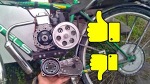 Ременной редуктор на мотовелосипед 144F. Цепной редуктор не выдержал.