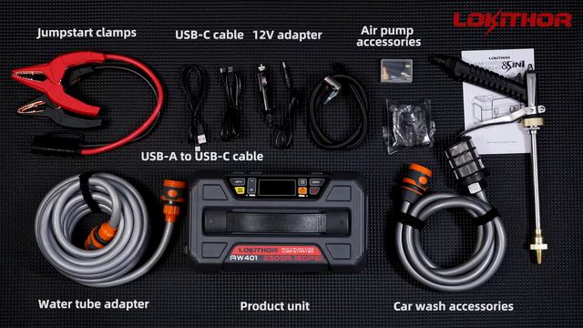 Lokithor AW401 5 in 1 Jump Starter with Car Washer 150PSI Tire Inflator Unboxing смотреть онлайн