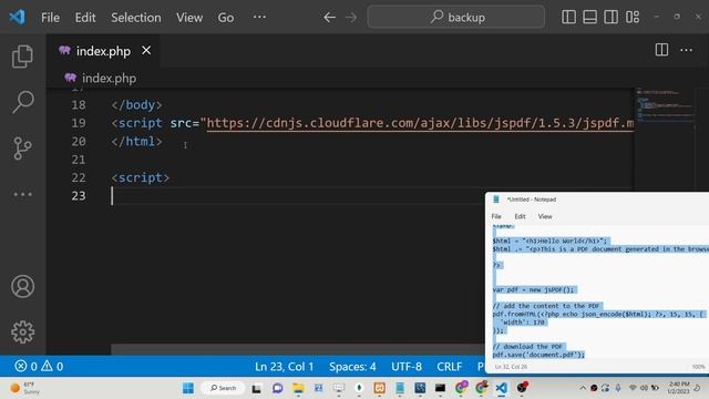 PHP 7 jsPDF Example to Export Raw HTML to PDF Document in Browser Using Javascript смотреть онлайн