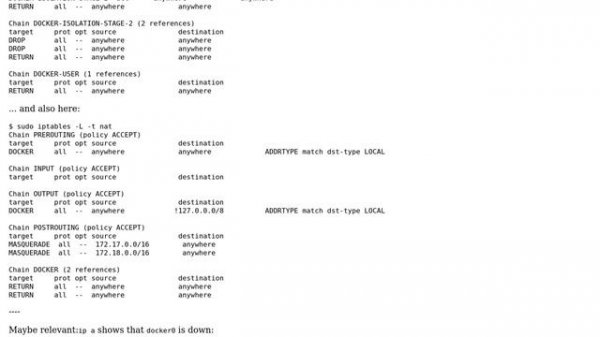 Unix & Linux: docker fails with "iptables: No chain/target/match by that name"