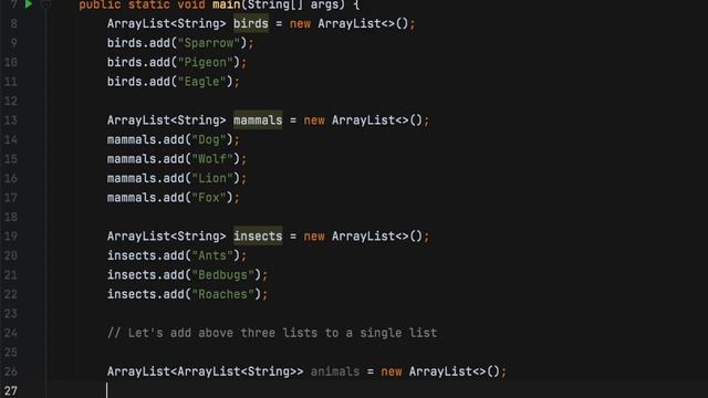 Multi Dimensions List In Java смотреть онлайн