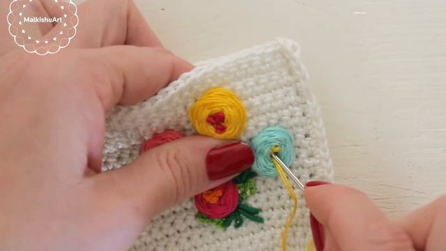 How to embroider on a crocheted piece смотреть онлайн