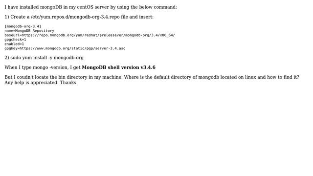 How to locate mongoDB "bin" directory in CentOS? смотреть онлайн
