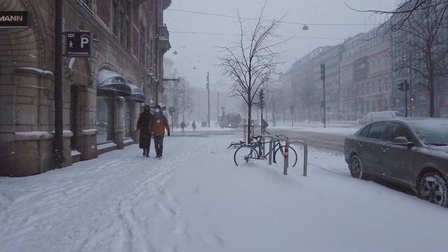 【4K】 Snowstorm Walk In Central Helsinki