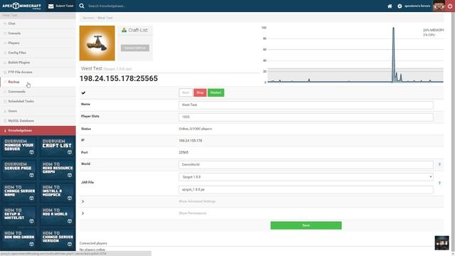 Server Page Overview At Apex Minecraft Hosting Control Panel
