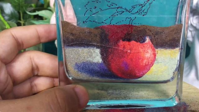 how to draw an apple with sand in a bottle ｜sandart |sand painting |沙瓶画｜サンドぺインテイング｜ смотреть онлайн