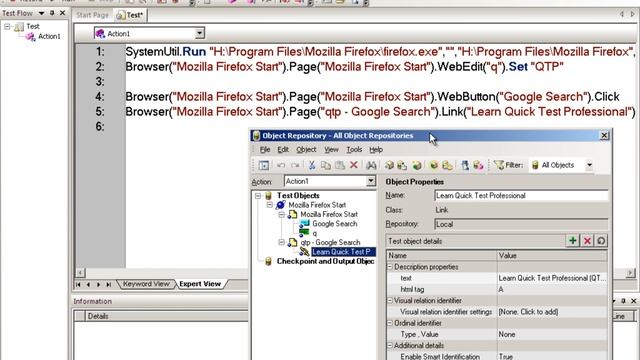 QTP tutorial video Objects, Object Repository- Part 1 смотреть онлайн