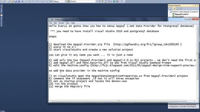 VIDEO -STEPS to setup Npgsql (.Net Data Provider for Postgres) смотреть онлайн