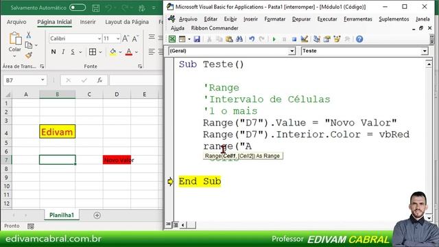Objeto Range e Objeto Cells no Excel VBA Variaveis, Macros e Funções Edivam Cabral смотреть онлайн
