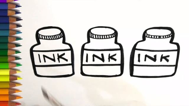 DRAWING AND COLORING INK BOTTLE, TINTA PARA DIBUJAR Y COLOREAR, ЧЕРНИЛА ДЛЯ РИСОВАНИЯ И РАСКРАСКИ, смотреть онлайн