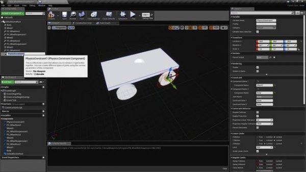 UE4 Car Vehicle Wheel with Suspension using Physics in Unreal Engine 4 Tutorial How To