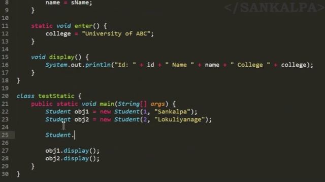 Static Keyword – JAVA Object Oriented Programming (සිංහලෙන්) By Sankalpa Lokuliyanage смотреть онлайн