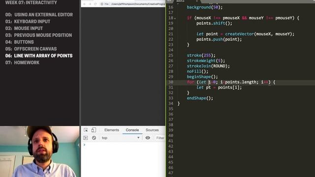 CP1: Interactivity in P5JS – Line with Array of Points смотреть онлайн