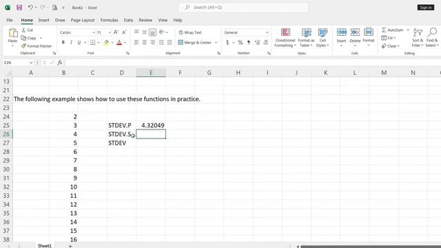 STDEV.S Vs STSEV.P in Excel | Standard deviation смотреть онлайн