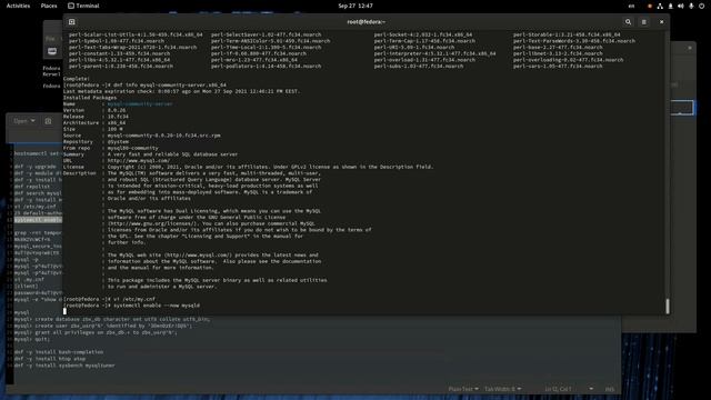 Установка MySQL 8.0 в Fedora 34 смотреть онлайн