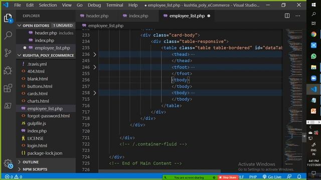 Customize HTML Template PHP Develop Admin Panel eCommerce Datatables Class-7 Part-2 смотреть онлайн