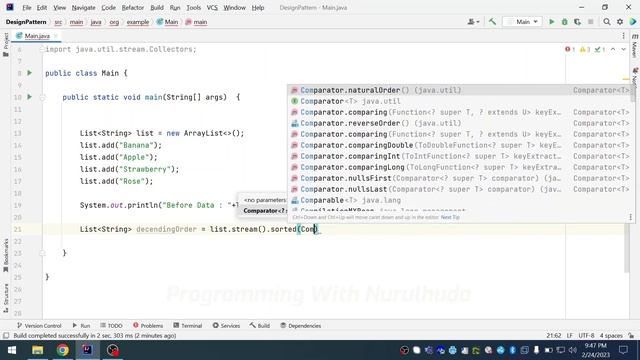How to sort descending list element using stream and Comparator with reverse | Java Programming смотреть онлайн