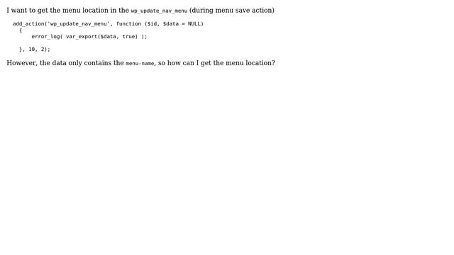 Wordpress: How to get menu location in wp_update_nav_menu hook? смотреть онлайн