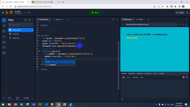JS-DOM createElement смотреть онлайн