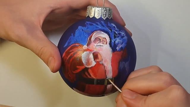 Santa drawing on the ❄️Christmas ball/ Рисуем Санта-Клауса на елочном шаре смотреть онлайн