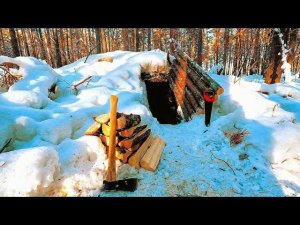 В ЗЕМЛЯНКУ с НОЧЁВКОЙ. ЧУДЕСНЫЙ МОРОЗНЫЙ ДЕНЬ. БЫТ и ЕДА НА ОГНЕ!