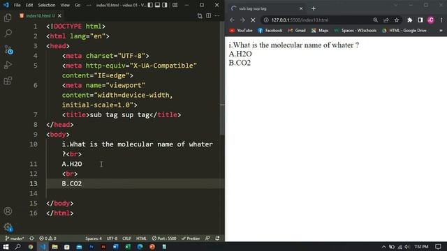HTML For Beginners : sub tag and sup tag in html. смотреть онлайн