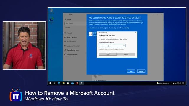 How to Remove a Microsoft User Account and Switch to a Local Account in Windows 10 смотреть онлайн