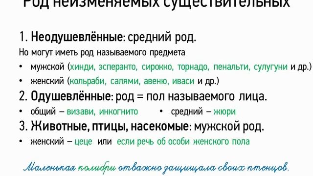 Род неизменяемых существительных (6 класс, видеоурок-презентация) смотреть онлайн
