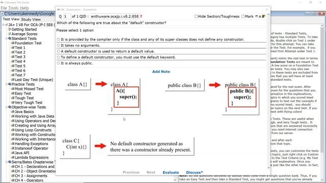 What are the properties of the 'default constructor'? (enthuware.ocajp.i.v8.2.858) смотреть онлайн