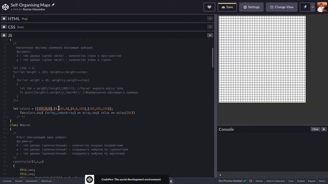 Нейронная сеть. Machine learning. SOM. Самоорганизующаяся карта Кохонена. Обучение без учителя JS. смотреть онлайн