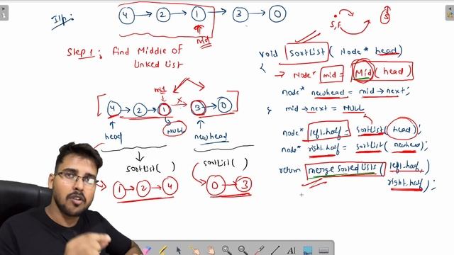 Sort List ✅ | Sort Linked List by Merge Sort Algorithm Explained Hindi | Data Structure & ALGO #148 смотреть онлайн
