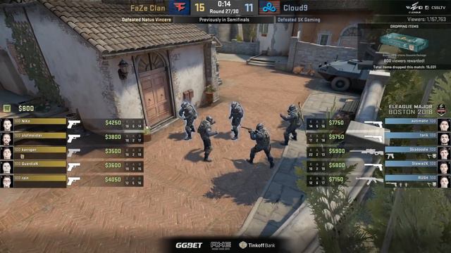 FaZe Vs Cloud9 | Map 3 Inferno | Grand Final | ELEAGUE Major Boston 2018